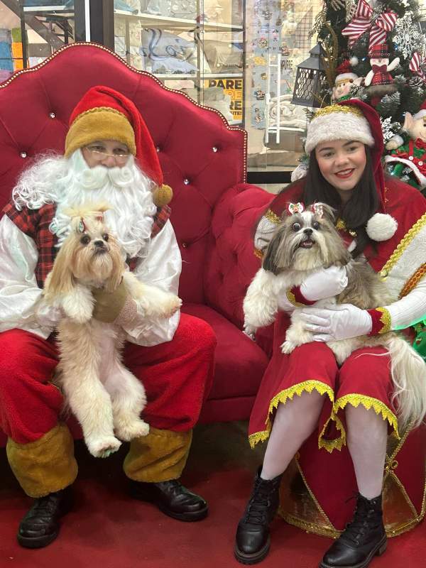 Milla e Anusha visitam o Papai Noel no Shopping Américo Silva